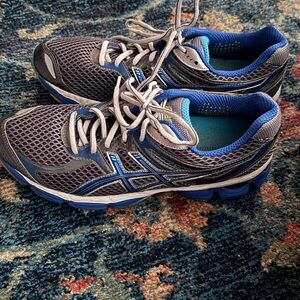 Asics Blue and Gray Athletic Sneakers